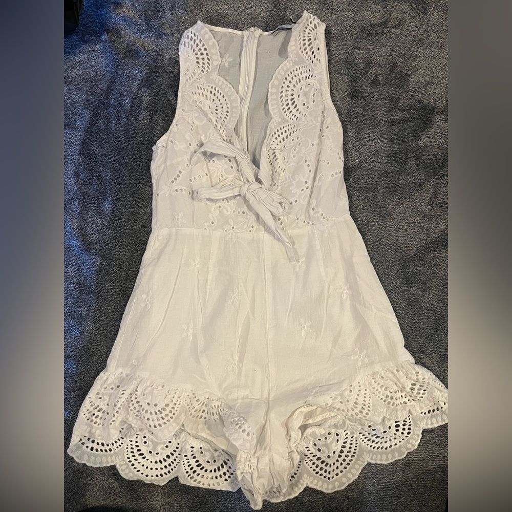 Lush brand white eyelet romper - size small